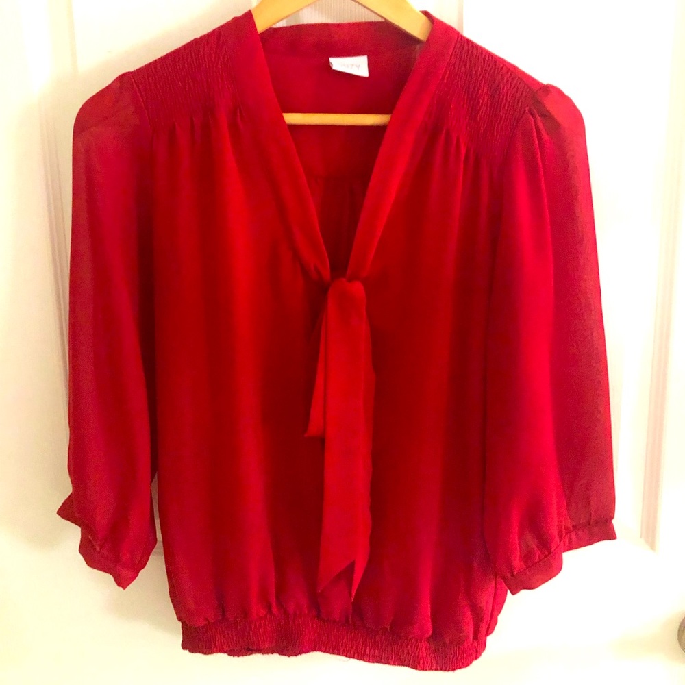 Women’s sheer red blouse